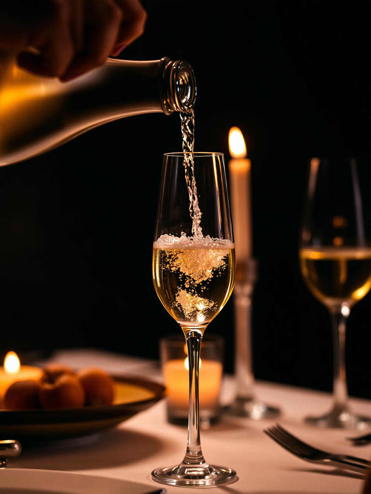 Champagne poured at fine dining