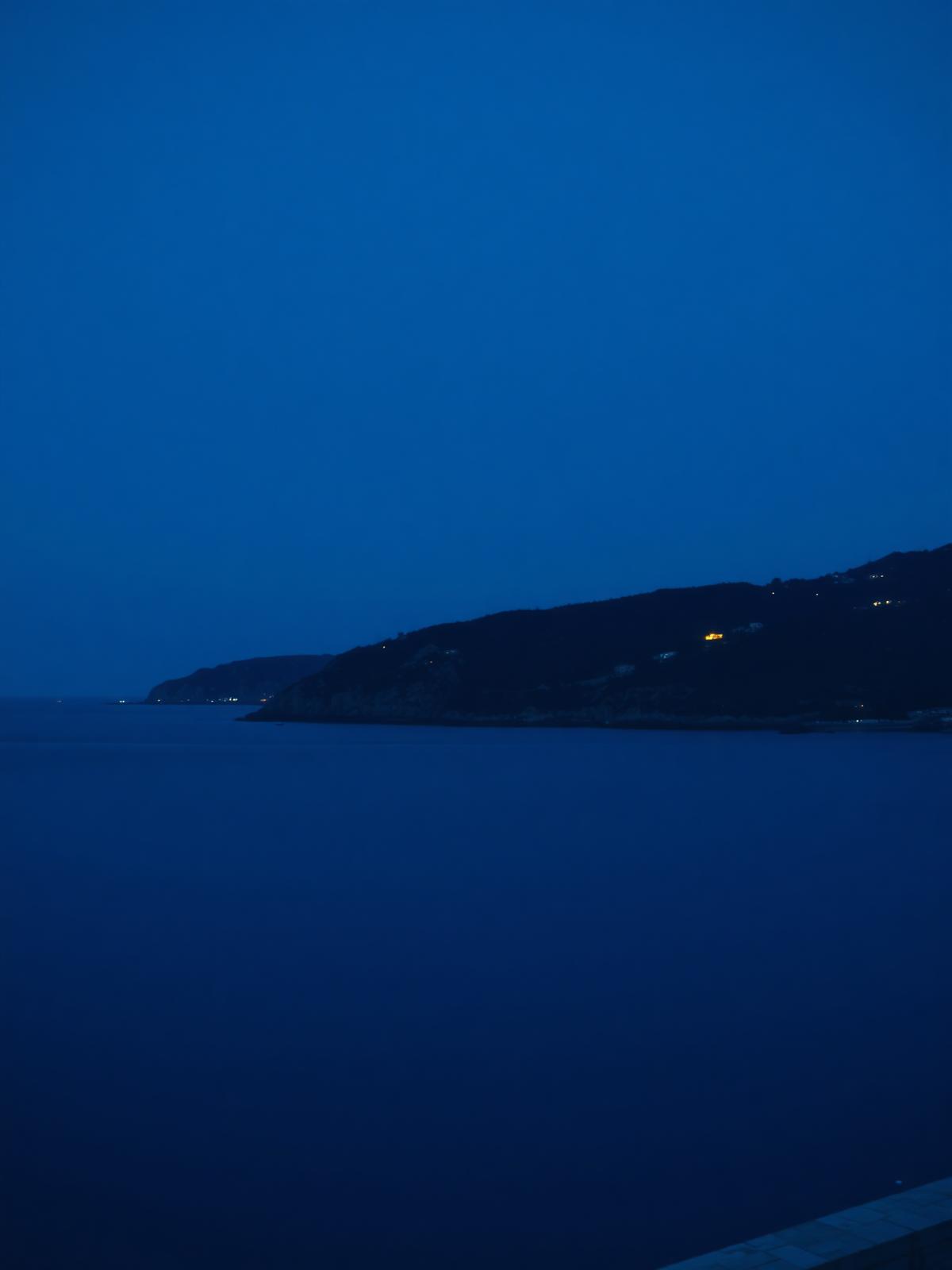 Mediterranean coastline at blue hour